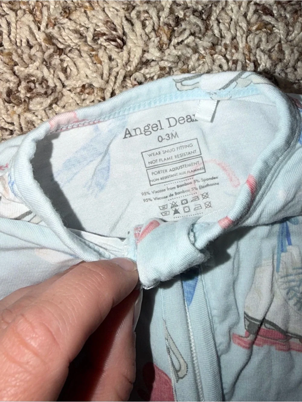 Angel Dear Light Blue Ice Skate Print 2-Way Zipper PJ (0-3 months)